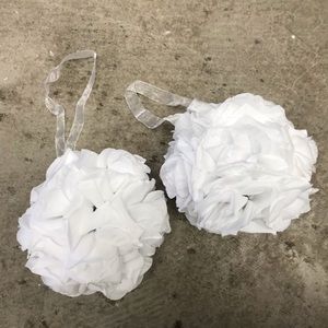 Two Faux flower balls